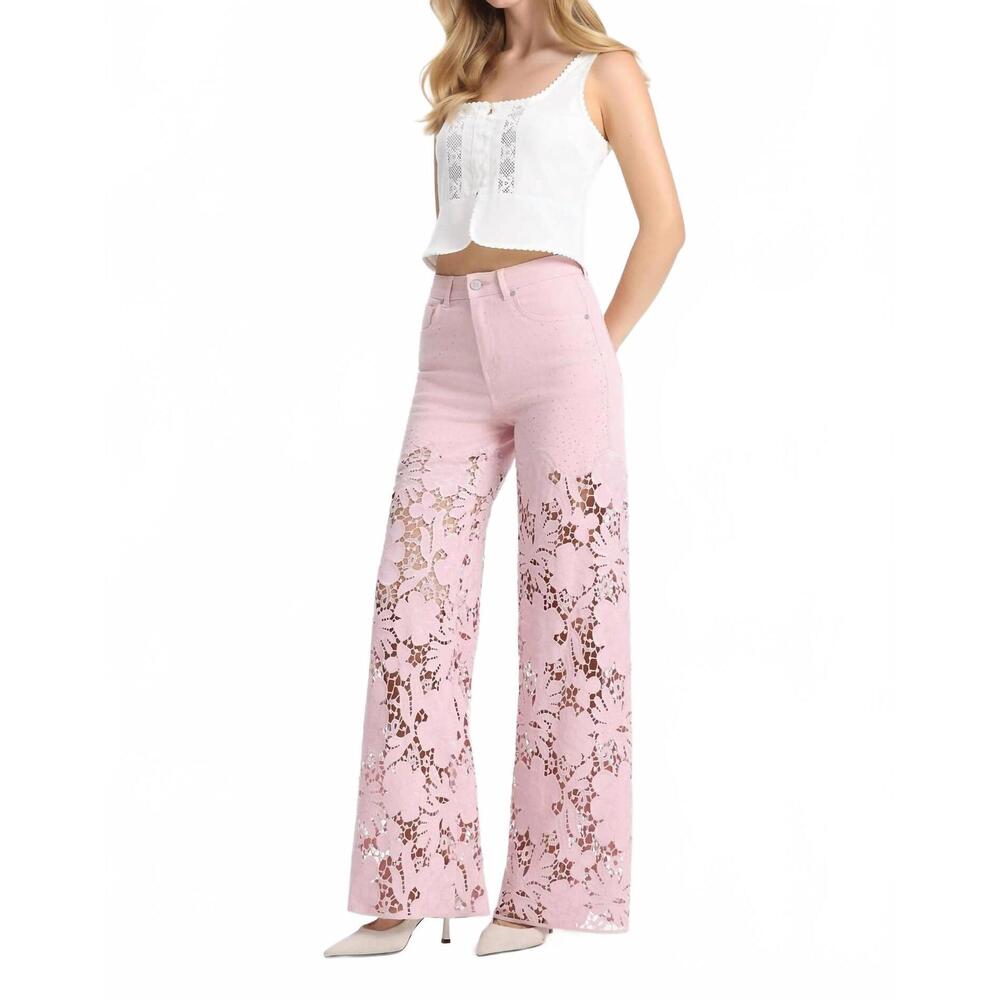 NEW BAYEAS flora high rise wide leg jeans in lavender pink - Picture 3 of 7